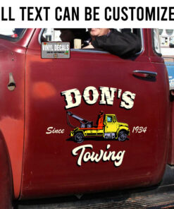 2 Pcs Personalized Towing Hot Rod Door Art Lettering Set 02 Vinyl Stickers 09754