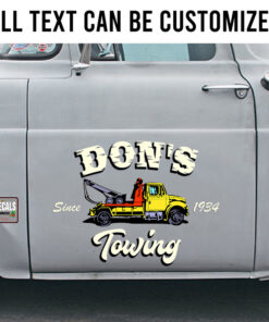 2 Pcs Personalized Towing Hot Rod Door Art Lettering Set 02 Vinyl Stickers 09754