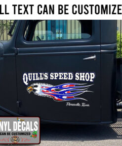 2 Pcs Personalized Usa Eagle Garage Vinyl Sticker 10290
