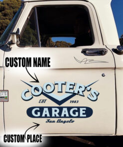 2 Pcs Personalized V8 Garage Hot Rod Pinstripe Speed Shop Set 02 Vinyl Stickers 09734