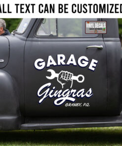 2 Pcs Personalized Vintage Garage Door Art Lettering Hot Rod Set 02 Vinyl Stickers 09753