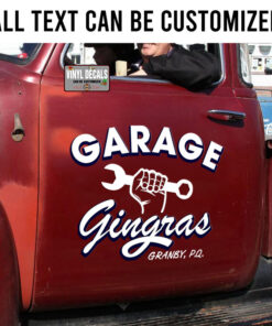 2 Pcs Personalized Vintage Garage Door Art Lettering Hot Rod Set 02 Vinyl Stickers 09753