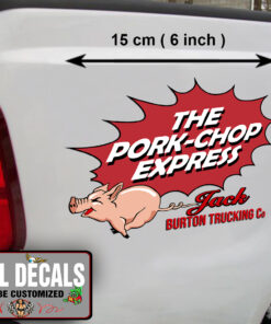 2 Pcs Pork Chop Express Hot Rod Garage Trucking Vinyl Sticker 09908