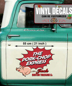 2 Pcs Pork Chop Express Hot Rod Garage Trucking Vinyl Sticker 09908