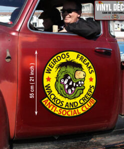 2 Pcs Rat Rod Hot Rod Chopper Rat Fink Motorcycle Set 02 Vinyl Stickers 09899