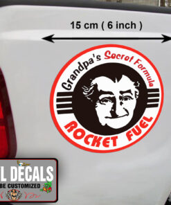 2 Pcs Rat Rod Hot Rod Rat Fink Vintage Racing Sticker Grandpa's Rocket Fuel Vinyl Sticker 09946