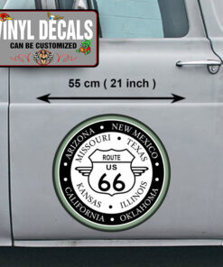 2 Pcs Route 66 & States Retro Car Hot Rod Motorhome Hot Rod Garage Vinyl Sticker 09911