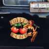 2 Pcs Sexy Pinup Girl Cherry Bomber Hot Rod Garage Vinyl Sticker 09922