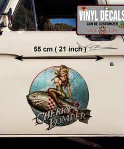 2 Pcs Sexy Pinup Girl Cherry Bomber Hot Rod Garage Vinyl Sticker 09923