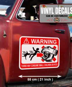2 Pcs Turbo Warning May Consume Hot Rod Garage Vinyl Sticker 09920