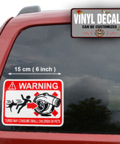 2 Pcs Turbo Warning May Consume Hot Rod Garage Vinyl Sticker 09920