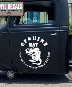 Genuine Rat This Ain't No Mickey Mouse Rat Rod Vinyl Sticker 10451