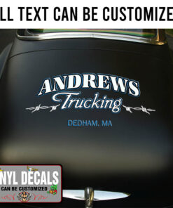 Personalized Barbed Wire Truck Lettering Graphic Vinyl Sticker 10685