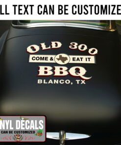 Personalized Bbq Texas Lettering Vinyl Sticker 10760