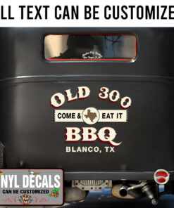 Personalized Bbq Texas Lettering Vinyl Sticker 10760