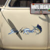 Personalized Blue Marlin Sword Fish Lettering Sticker 11678
