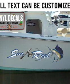 Personalized Blue Marlin Sword Fish Lettering Sticker 11678