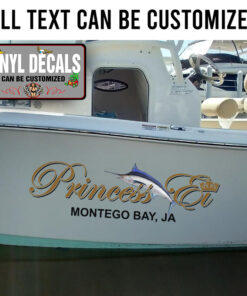 Personalized Blue Marlin Sword Fish Lettering Sticker 11680