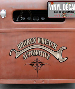 Personalized Broken Wrench Pinstriping Lettering Vinyl Sticker 10514