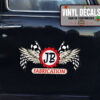 Personalized Checker Flag And Gear Head Sticker 11905
