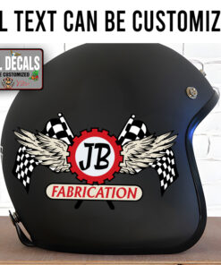Personalized Checker Flag And Gear Head Sticker 11905