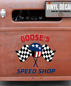 Personalized Checker Flag And Motor Helmet Lettering Vinyl Sticker 10848