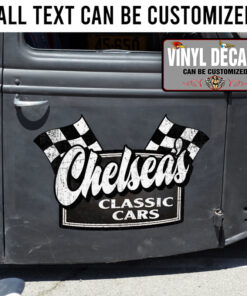 Personalized Checker Flag Lettering Sticker 11319