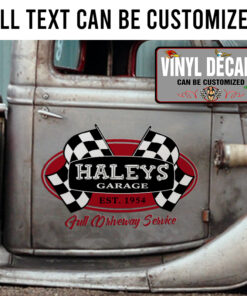 Personalized Checker Flag Lettering Vinyl Sticker 10316