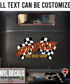 Personalized Checker Flag Lettering Vinyl Sticker 10353