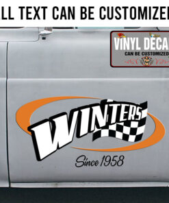 Personalized Checker Flag Lettering Vinyl Sticker 10619