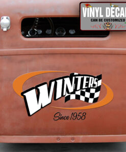 Personalized Checker Flag Lettering Vinyl Sticker 10619