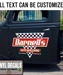 Personalized Checker Flag Pattern Triangle Lettering Vinyl Sticker 10806