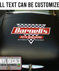 Personalized Checker Flag Pattern Triangle Lettering Vinyl Sticker 10806