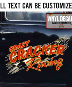 Personalized Checker Flag Racing Lettering Vinyl Sticker 10479