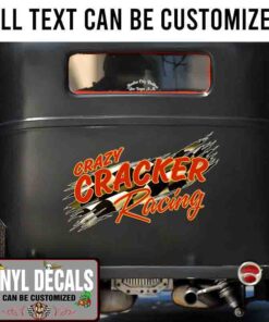 Personalized Checker Flag Racing Lettering Vinyl Sticker 10479