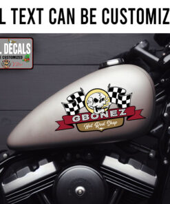 Personalized Checker Flag Skull Sticker 11996