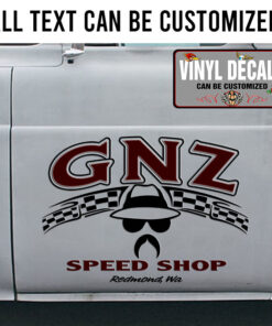 Personalized Checker Flag Speed Shop Garage Vinyl Sticker 10359