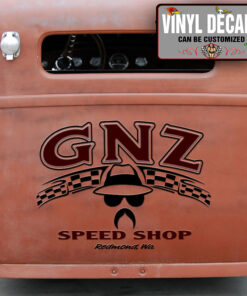 Personalized Checker Flag Speed Shop Garage Vinyl Sticker 10359