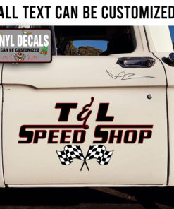 Personalized Checker Flag Speed Shop Sticker 11287