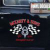 Personalized Checker Flag V8 Engine Hot Rod Vinyl Sticker 10411
