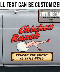 Personalized Chicken Ranch Lettering Hand Paint Vinyl Sticker 10441