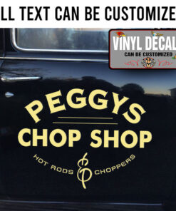 Personalized Chop Shop Lettering Vinyl Sticker 10508