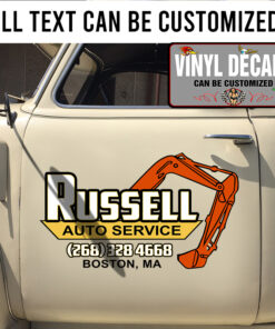 Personalized Construction Excavator Lettering Sticker 11080