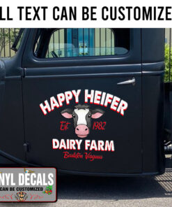 Personalized Cow Dairy Farm Lettering Vinyl Sticker 10429