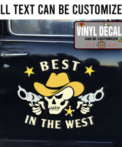 Personalized Cowboy Skull Lettering Vinyl Sticker 10556