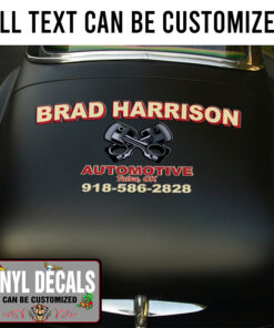 Personalized Croosing Piston Cylinder Lettering Vinyl Sticker 10871