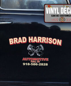 Personalized Croosing Piston Cylinder Lettering Vinyl Sticker 10871