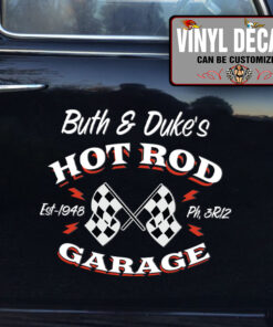 Personalized Crossing Checker Flag Lettering Vinyl Sticker 10836