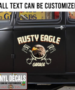 Personalized Crossing Piston And Eagle Lettering Sticker 11339