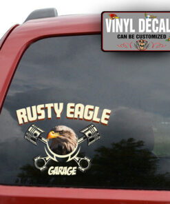 Personalized Crossing Piston And Eagle Lettering Sticker 11339